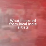 What I learned from local indie artists