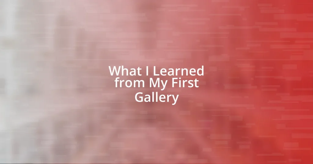 What I Learned from My First Gallery