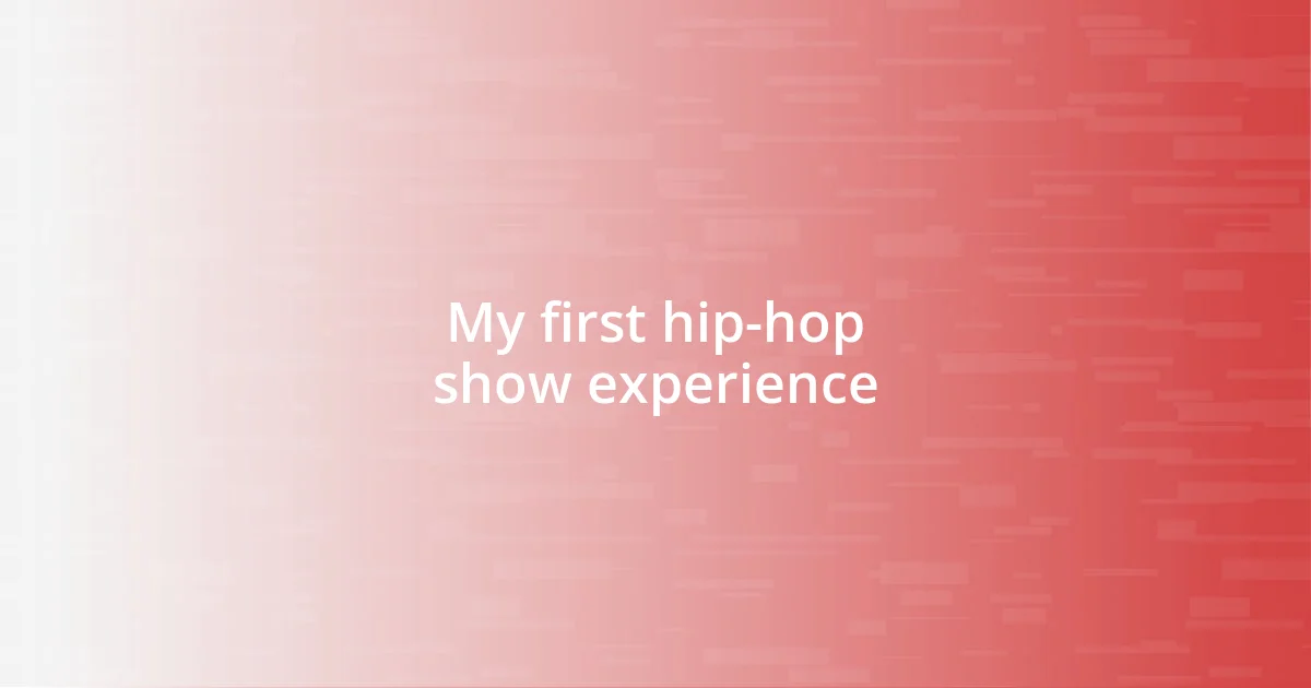 My first hip-hop show experience