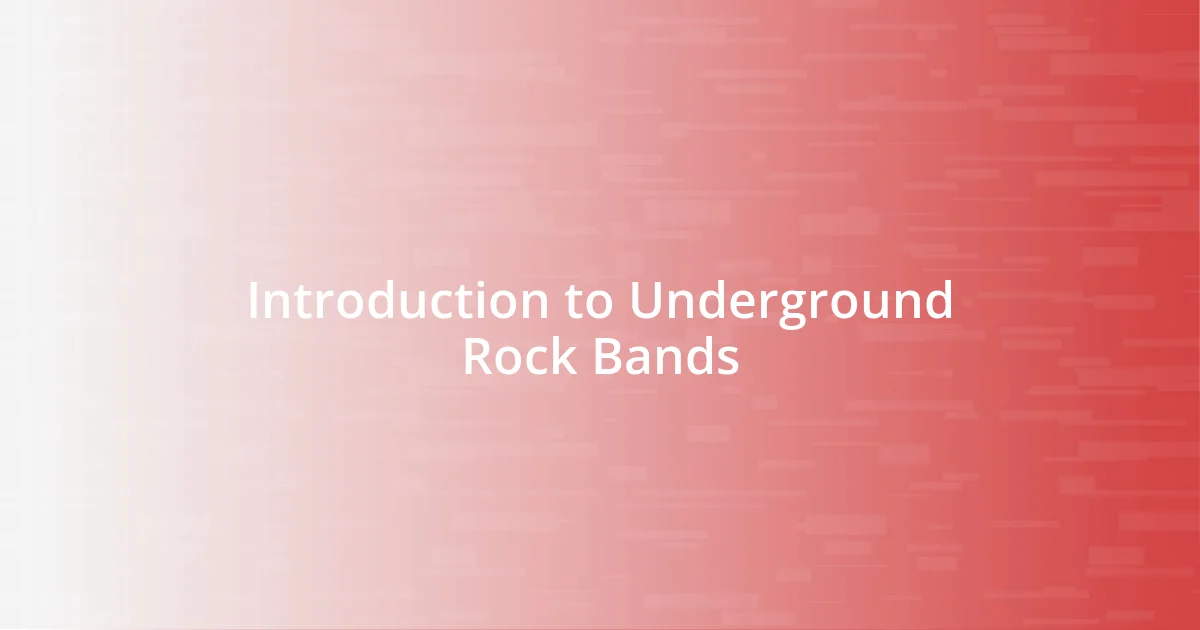 Introduction to Underground Rock Bands